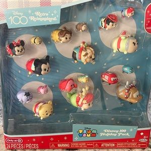 DISNEY 100 Holiday TSUM TSUM - 18 FIGURES & 6 ACCESSORIES OOP Movie Characters